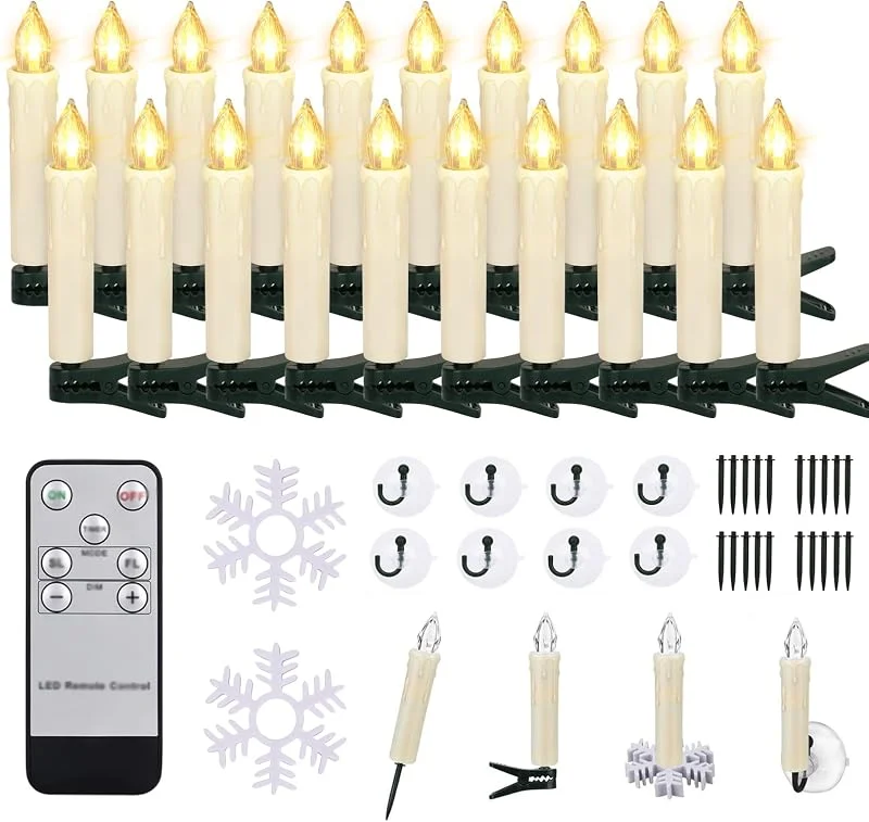Visita la tienda de ZIYOUDOLI LED Velas de Navidad Set de LED Velas de Árbol de Navidad con Control Remoto Infrarrojo Inalámbrico Luces de Árbol de Navidad, Luces de Velas, Decoración de Navidad Jardín (20 Piezas, Beige — Luces Navidad