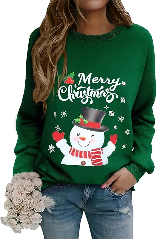 Visita la tienda de Lonya Lonya Sudadera Navideña Mujer Jersey Feo Ugly Christmas con Árbol de Navidad Manga Larga Cuello Redondo Informal y Divertida Camisetas para Fiestas — Ropa Navidad