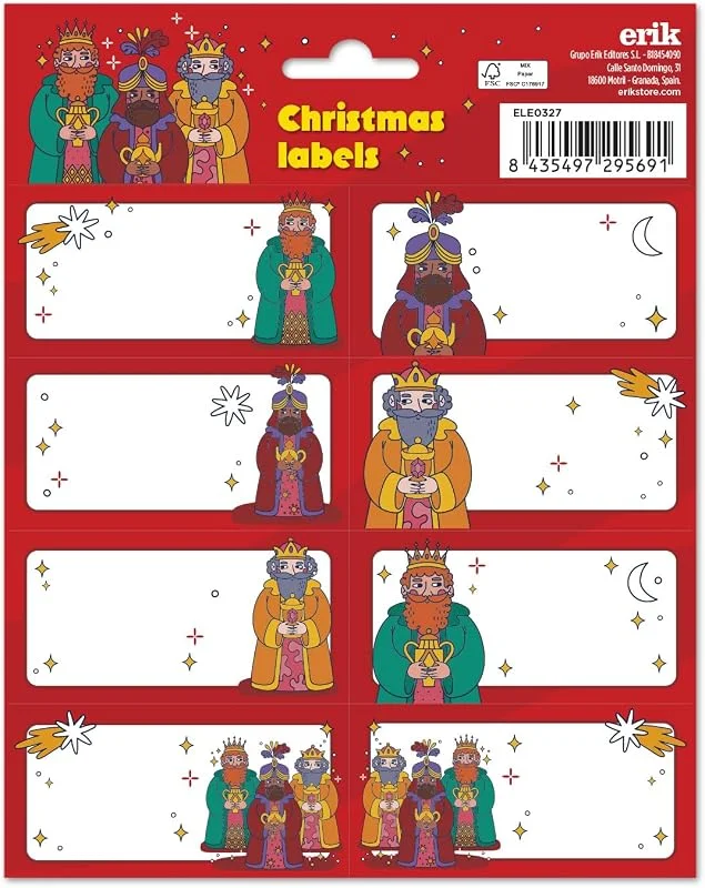 Visita la tienda de Grupo Erik Grupo Erik Etiquetas adhesivas Navidad Día de Reyes - Etiquetas regalo Navidad, 16 Etiquetas Navidad - Etiquetas regalo - Pegatinas navidad regalos — Envoltorio regalo
