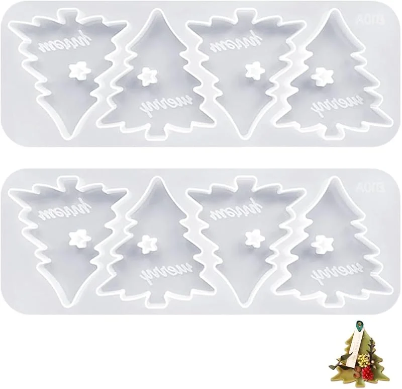DONGKER Molde de silicona para árbol de Navidad, paquete de 2, 4 cavidades, para velas, ideal para decorar tartas navideñas en casa — Hogar y cocina