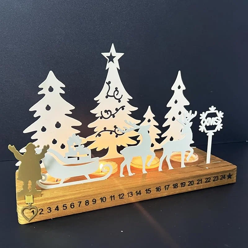 Beafaeur Corona de Adviento Portavelas para Candelita, Decoración Mesa Navidad — Decoracion Navidad