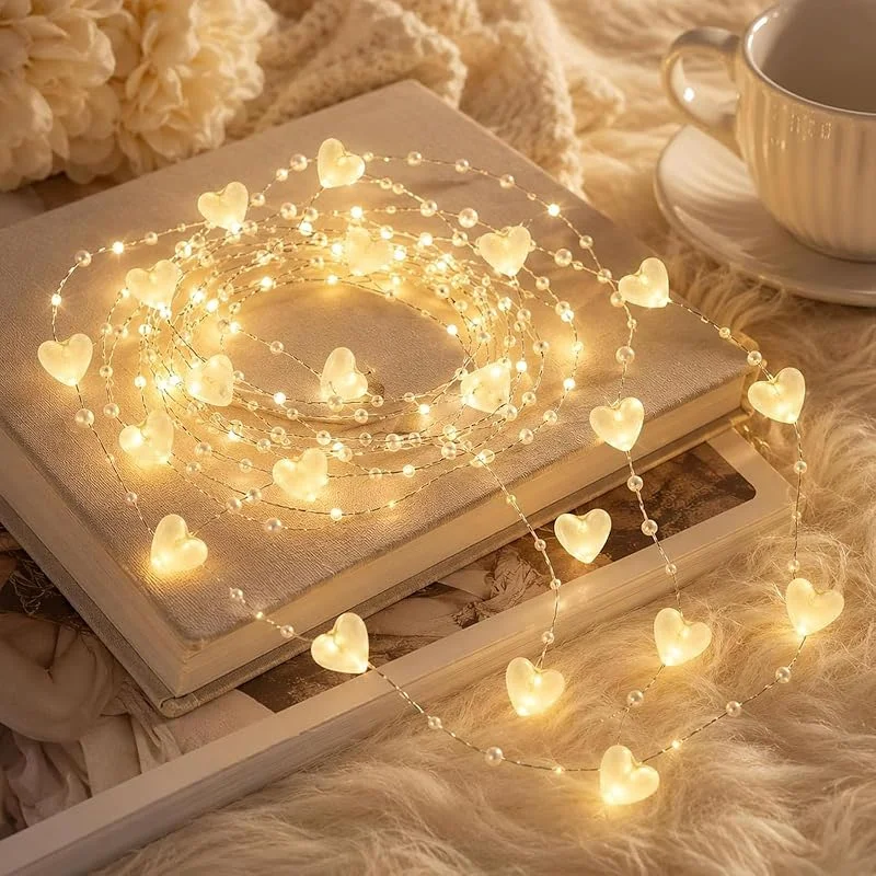 AOUZOVLI 2 Unidades Guirnalda Led De Corazón, 2 M 20 Led, Funcionan Con Pilas — Luces Navidad