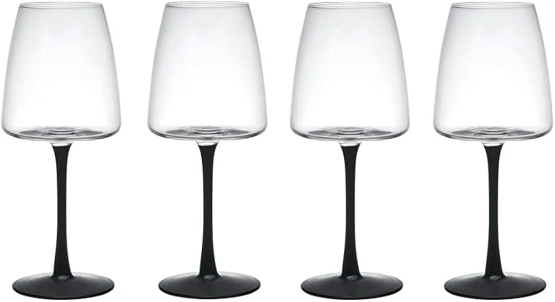 Visita la tienda de Mikasa Mikasa Palermo Juego de 4 copas de cristal para vino blanco, 400ml, Juego de copas para vino blanco con tallo negro, Cristal 100% libre de plomo - Caja de regalo y apto para lavavajillas — Vino y mesa festiva