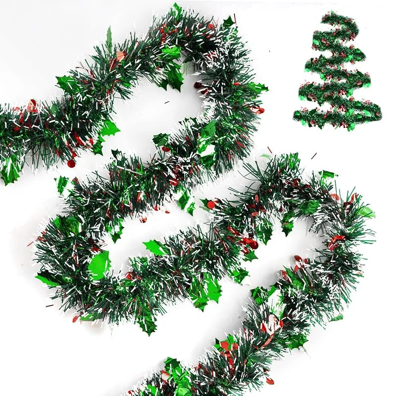 Visita la tienda de G2PLUS G2PLUS 10m Guirnalda de Oropel de Navidad, Decoración Navideña Verde — Envoltorio regalo
