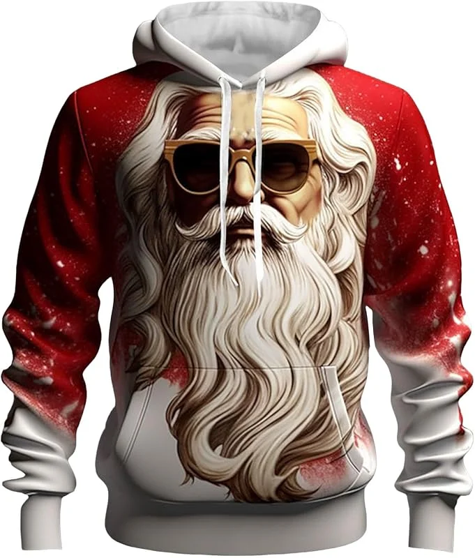 generisch Jersey de Navidad para hombre, reno, muñeco de nieve, sudaderas con capucha divertidas, unisex, impresión 3D, suéter navideño con motivos navideños, ropa de Navidad — Ropa Navidad
