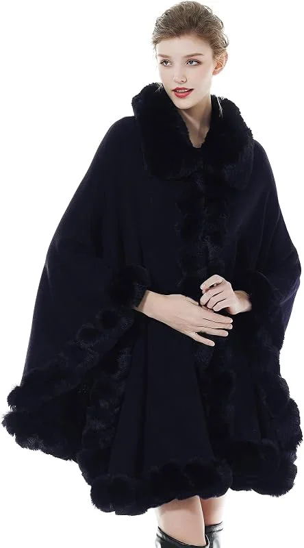 Visita la tienda de BEAUTELICATE BEAUTELICATE Chal Pelo Mujer Capa Poncho Estola Piel Sintética Cardigan Chaquetas con Cuello de Piel para Invierno Navidad Boda Fiesta — Ropa Navidad