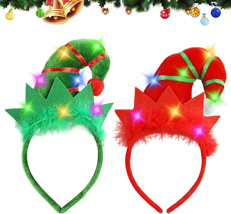 JOKILY Diademas iluminadas con LED, diademas navideñas, diademas navideñas, divertidas diademas para el pelo, accesorios de Navidad para fiestas, Navidad, accesorios de Año Nuevo, fiesta de disfraces — Ropa Navidad