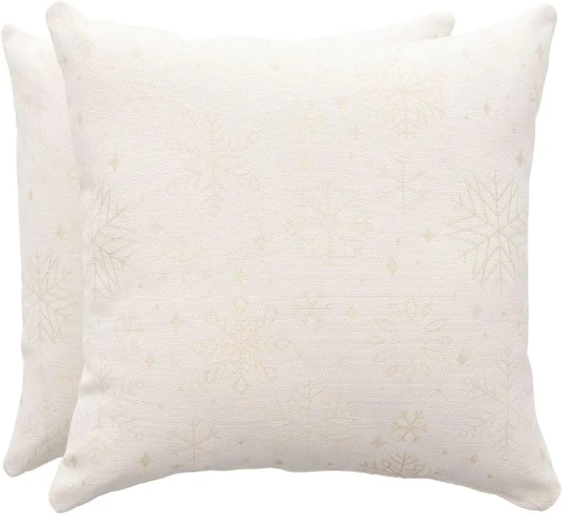 Visita la tienda de GAMUSI GAMUSI Juego 2 Funda Cojín Navidad 45x45 - Fundas cojín Decorativas sofá con Cremallera Jacquard Hilo Lurex Brillante Transpirable y Suave Sparkle Crudo — Adviento y mesa