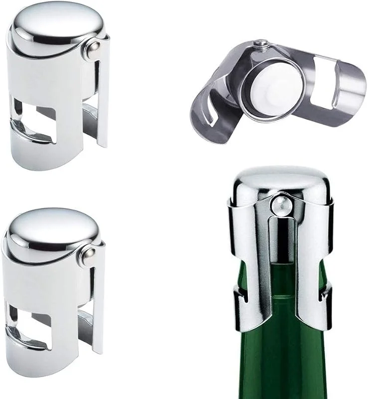 HUYIWEI YFOX 3 tapas para botellas de champán y vino espumoso, de acero inoxidable, 3, 5 x 3, 5 x 5, 5 cm — Vino y mesa festiva