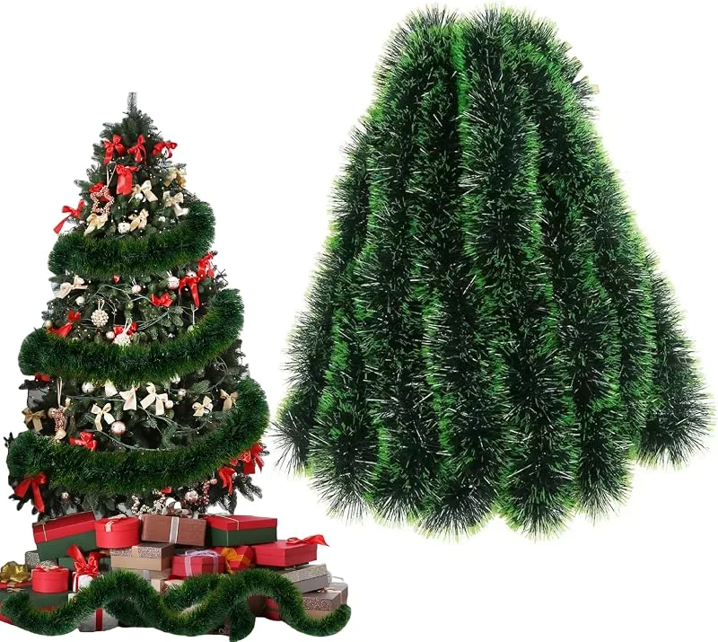 Esshogo 1 guirnalda de abeto artificial de 10 m, moldeada por inyección, color verde — Decoracion Navidad
