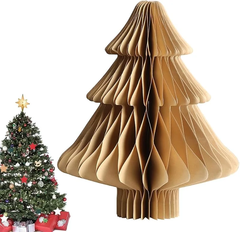 YGCHEN Árbol de Navidad Nido de Abeja Centros de Mesa Decoración Navideña Papel en Panal Adornos Mini Árbol de Navidad Decoraciones de Mesa de Centro Fiestas de Navidad — Decoracion Navidad