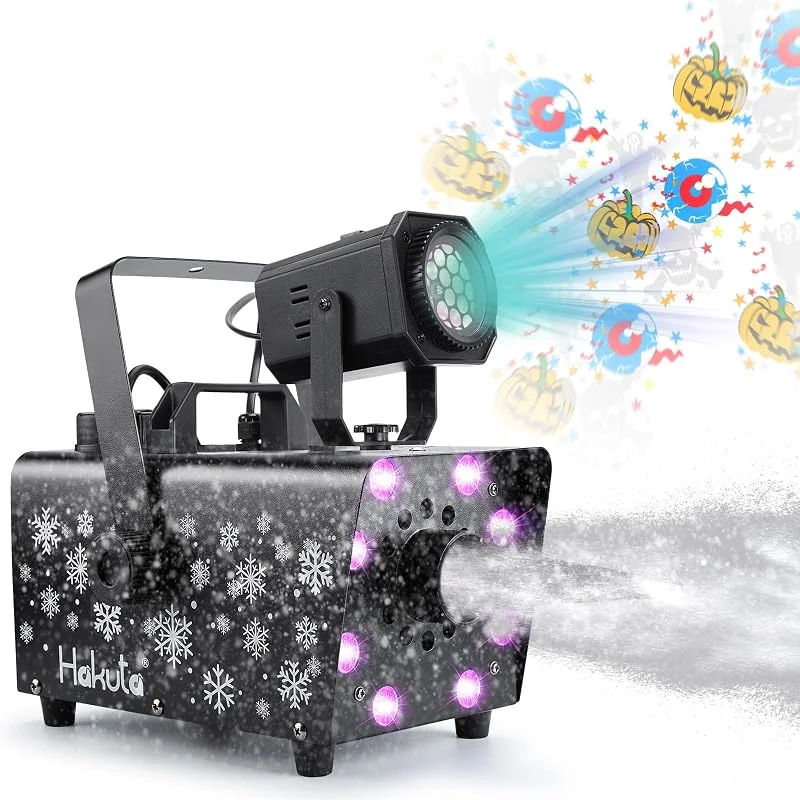 Visita la tienda de HAKUTA HAKUTA Máquina de Nieve 800W, 8 LED RGB + 13 Colores con Proyector Luces — Luces Navidad