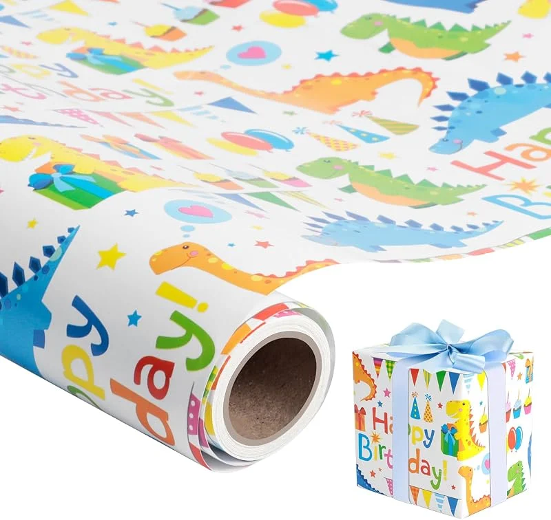 Romon Papel de Regalo Cumpleaños, Envolver Regalos Decoracion, Lindo Papel de Regalo, 43cm*300cm por Rollo, Impresión Colorida, Papel para Envolver Regalos para Cumpleaños, Navidad — Envoltorio regalo