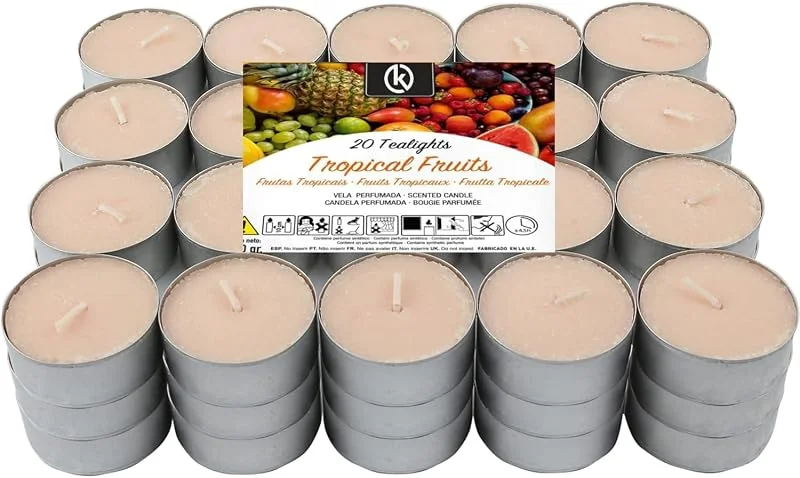 Visita la tienda de KROWN KROWN - Velas de Té Perfumadas, Velas Decorativas Aromáticas (Fruta Tropical, 60 Velas) — Cena a la luz de velas