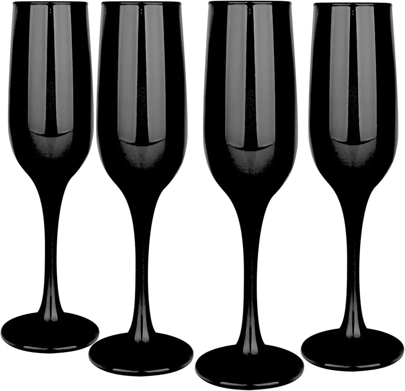 Visita la tienda de Glasmark KROSNO 1992 Glasmark Krosno Juego de 4 copas de vino espumoso de 200 ml, copas de champán y prosecco, negro — Vino y mesa festiva