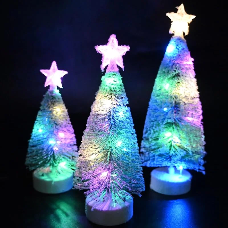 TSLBW árbol de Navidad Artificial 3 Piezas de árbol de Navidad de Mesa con Luces Decoración de Fiesta de Navidad Adornos de Mesa en Miniatura Oficina en Casa Decoración Mini Escritorio de Navidad (A) — Decoracion Navidad