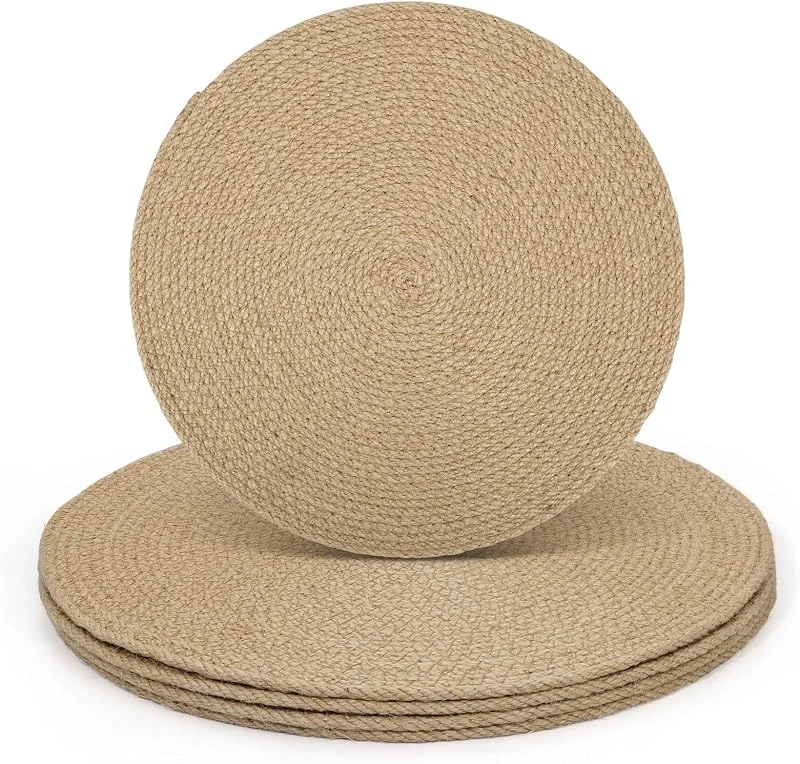 Visita la tienda de comfoyar comfoyar Juego de 4 Manteles Individuales Trenzado Redondo Natural, Salvamanteles Individuales de Manteles Resistente al Calor para Cocinas y Comedores Decoración de Mesas para Fiestas 33cm — Hogar y cocina