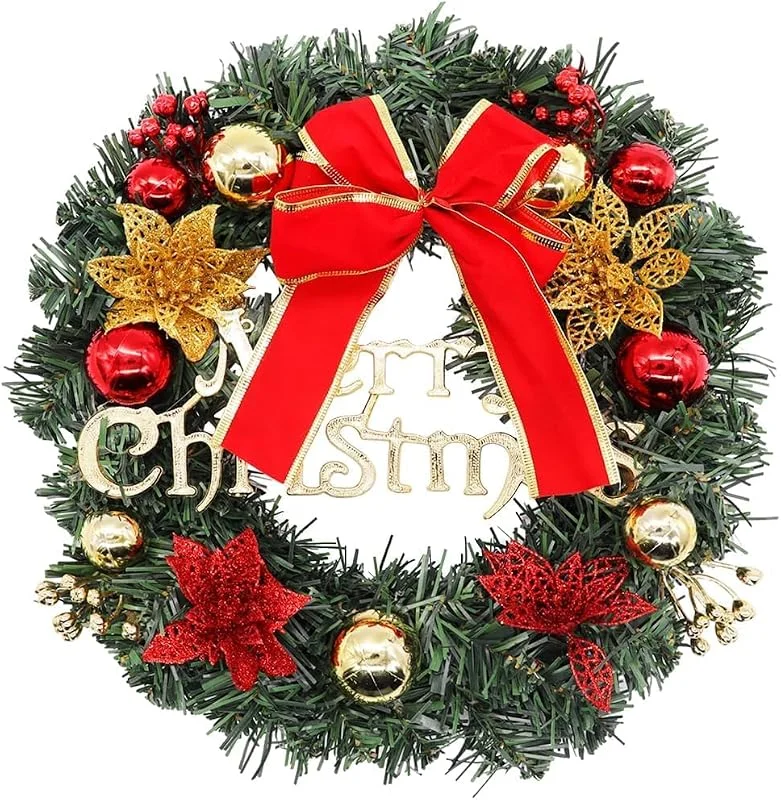 FCXVXCL Decoración de Coronas Navideñas, Corona de Navidad con Bayas Rojo y Abeto Corona Navideña para Puerta de Entrada, Hogar y Fiesta Decoración Día Adorno de Pared para Navideñas — Decoracion Navidad