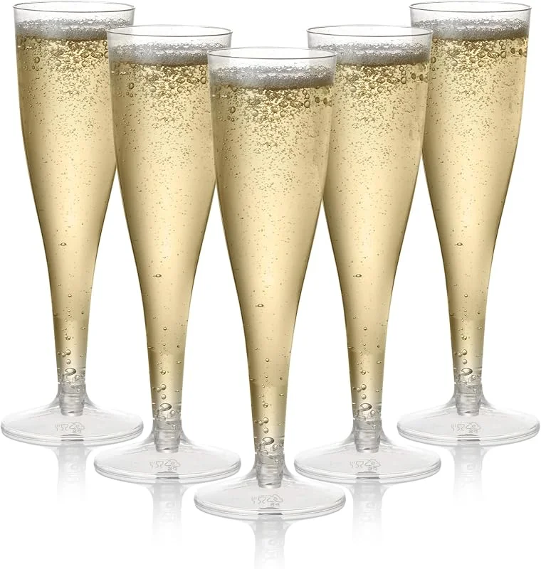Visita la tienda de MATANA MATANA 24 Copas de Champán de Plástico, 130ml - Flautas de Champagne para Bodas, Cumpleaños, Barbacoa y Fiestas - Vasos Resistentes y Reutilizables para Cócteles, Postres — Vino y mesa festiva