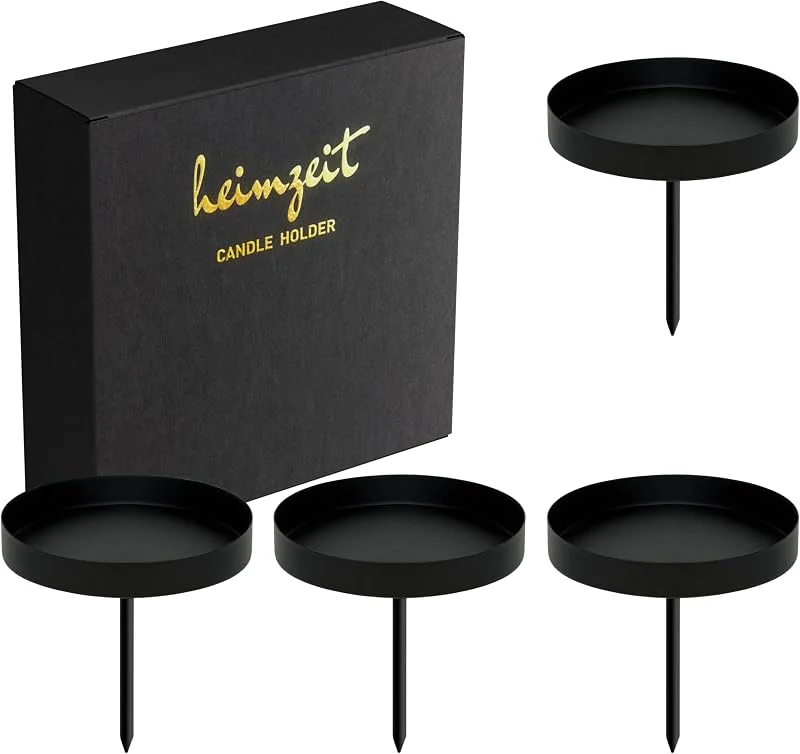 Visita la tienda de heimzeit Portavelas para Clavar de Metal Ø80 mm, 4 Unidades en Negro — Cena a la luz de velas