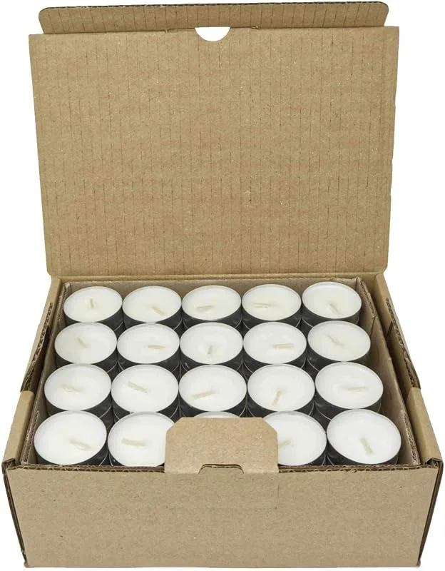 Coraz Home Velas de té naturales sin perfume hechas de velas de cera de colza con 8 horas de tiempo de combustión Candlelitas Sin parafina en vaso de aluminio reciclable Sin plástico — Cena a la luz de velas