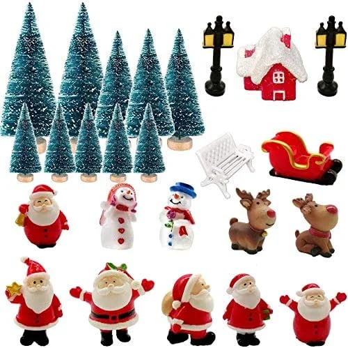 jenich Adornos Navideños Mini: Figuritas de Navidad, Resina, Casa de Jardín, Hada, Paisaje Navideño, Arbol de Navidad, Papa Noel, Muñeco de Nieve, Alce, Carro, DIY, Ornamentos Mesa — Decoracion Navidad