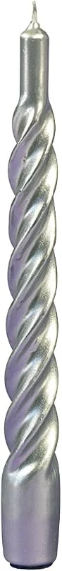 Cereria Di Giorgio Cereria de Giorgio risthò Velas Vela Trenzada lacados, Cera, Plata, 2.2 x 2.2 x 21 cm — Cena a la luz de velas